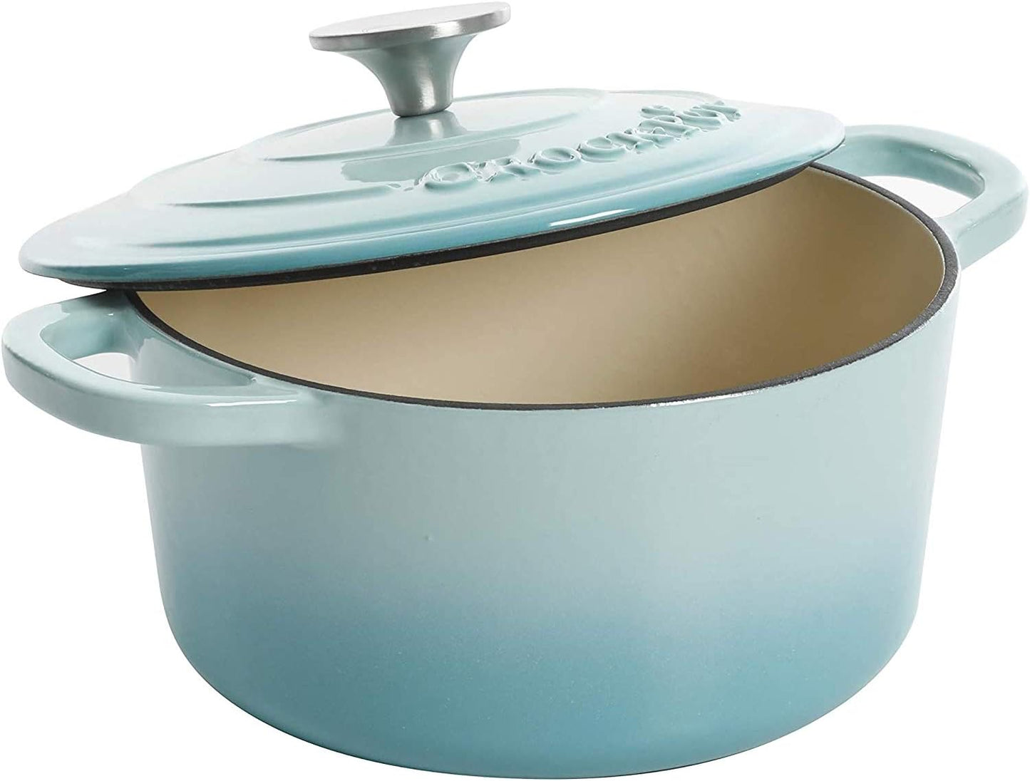 3 Quart Enameled Cast Iron Dutch Oven – Aqua - Curated Catalog F6